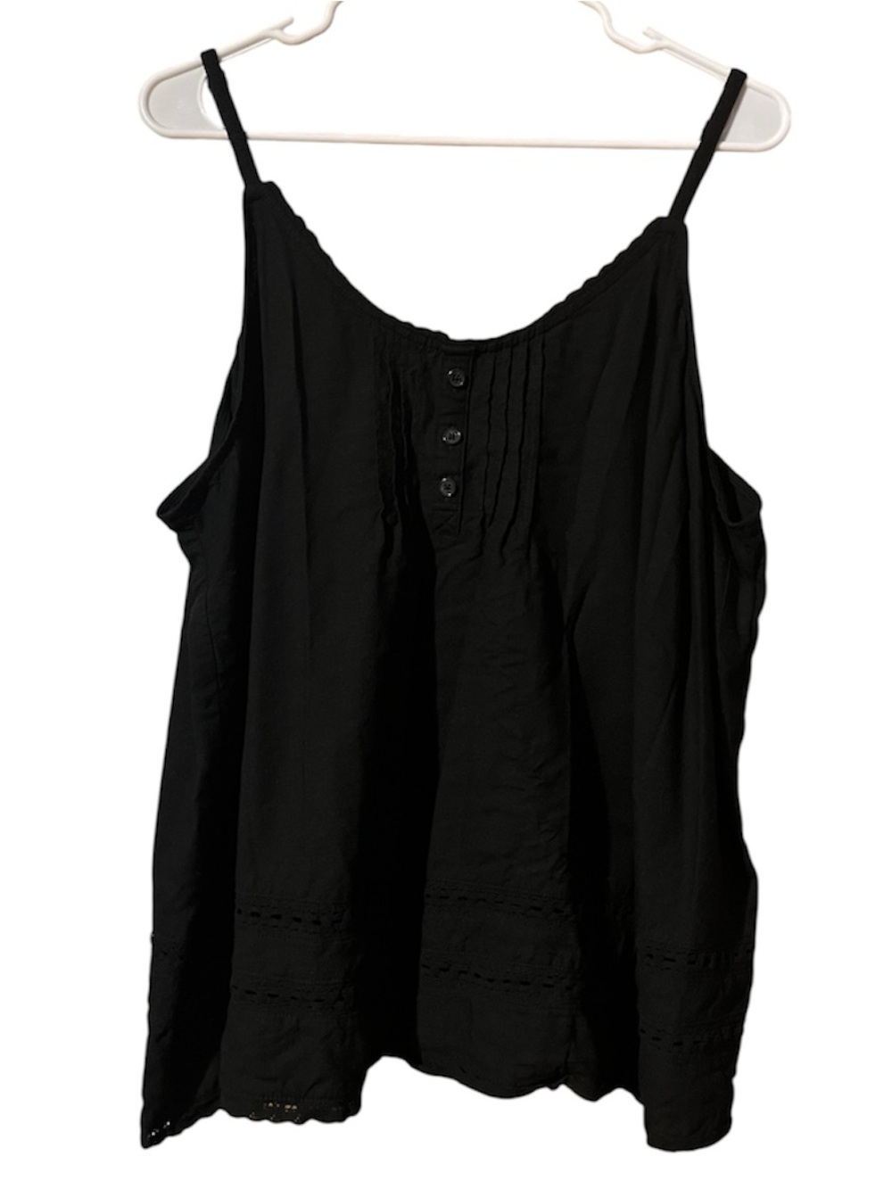 Torrid Black Linen Pintuck Crop Tank